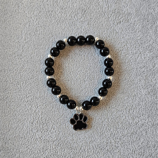 Dog Mom (Black on Black) - Beaded Bracelet
